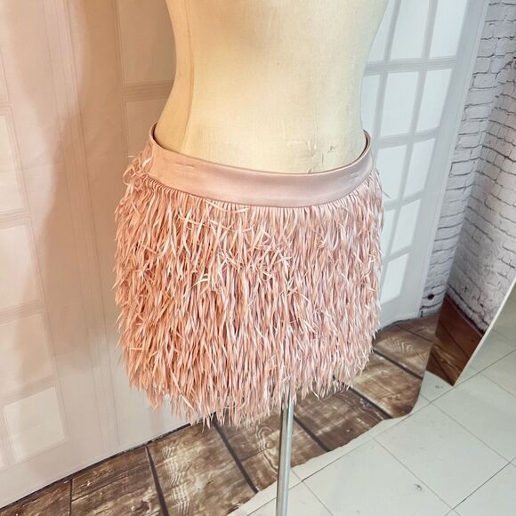 Express soft pink fringe mini skirt size 8 - Picture 5 of 12